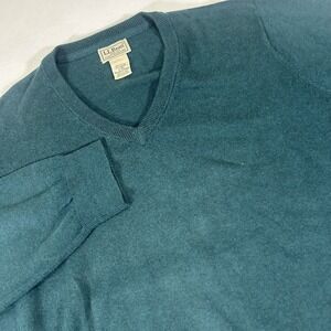 L.L. Bean Men‎ Sweater Large Green Wicked Soft Cashmere Blend Golf Casual